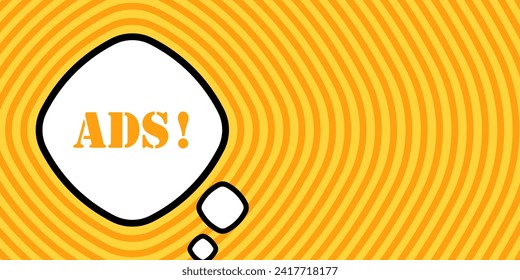 Speech bubble with Ads text. Boom retro comic style. Pop art style. Vector line icon for Business and Advertising