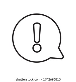 speech bubble with alert symbol icon over white background, line style, vector illustration