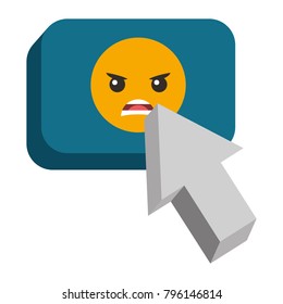 speech bubble with angry emoji and pointer