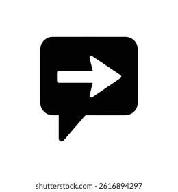 Speech Bubble with Arrow Symbolizing Direction or Moving Forward