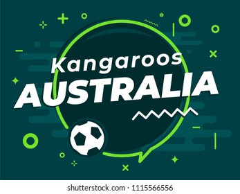 Speech Bubble AUSTRALIA with icon football, soccer ball. Vector Illustration.