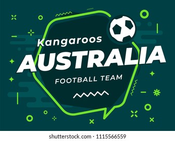 Speech Bubble AUSTRALIA with icon football, soccer ball. Vector Illustration.