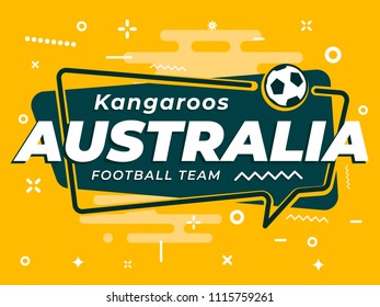 Speech Bubble AUSTRALIA with icon football, soccer ball. Vector Illustration.