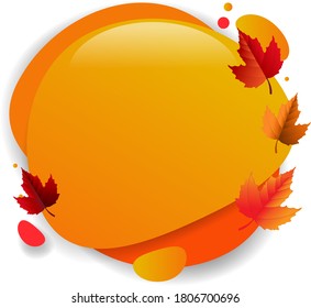 Speech Bubble With Autumn Leaves Background With Gradient Mesh, Vector Illustration