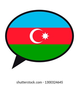 Bandera de Azerbaiyán en burbuja de discursos sobre fondo blanco. Símbolo de comunicación social. Icono de conversación, elemento vector.