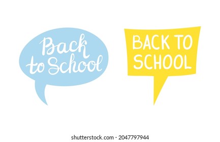 Speech Bubble with Back to School Words Vector Set