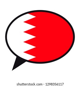 Speech bubble Bahrain flag on white background. Social communication symbol. Conversation icon, vector element.