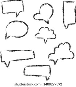 Speech bubble / speech balloon or chat bubble line art vector icon for apps and websites. Grunge blank blank speech frame isolated icon. Modern pictogram. Vector symbol.