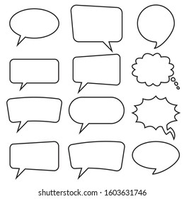 Speech bubble, speech balloon, chat bubble line art vector icon for apps and websites