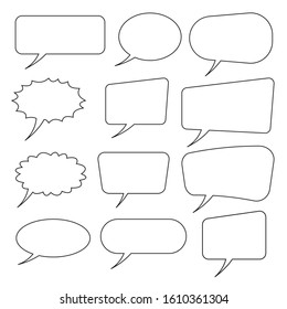 Speech bubble, speech balloon, chat bubble line art vector icon for apps and websites