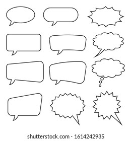 Speech bubble, speech balloon, chat bubble line art vector icon for apps and websites