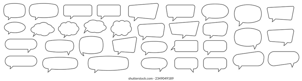 Speech bubble, speech balloon, chat bubble line art vector icon for apps and websites.