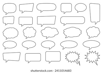 Speech bubble, speech balloon, chat bubble line art vector icon for apps and websites.