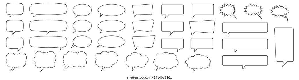 Speech bubble, speech balloon, chat bubble line art vector icon for apps and websites.