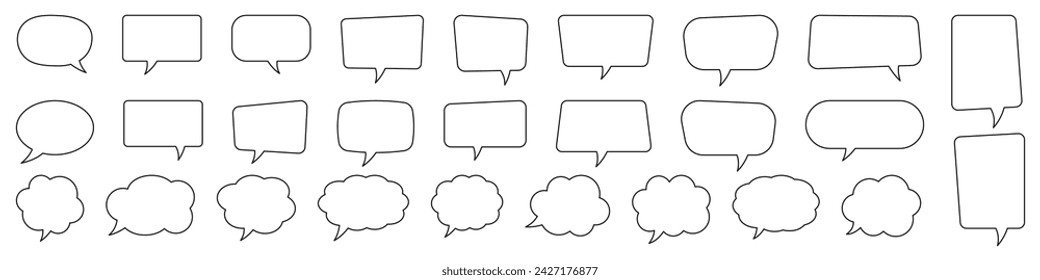 Speech bubble, speech balloon, chat bubble line art vector icon for apps and websites.