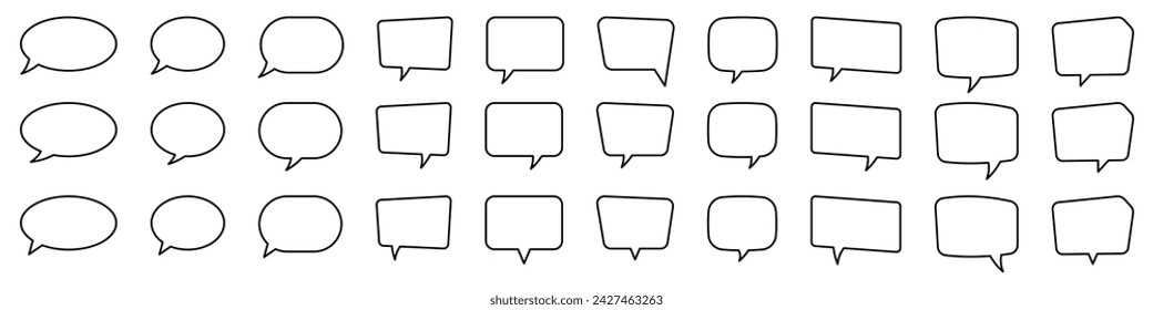 Speech bubble, speech balloon, chat bubble line art vector icon for apps and websites.