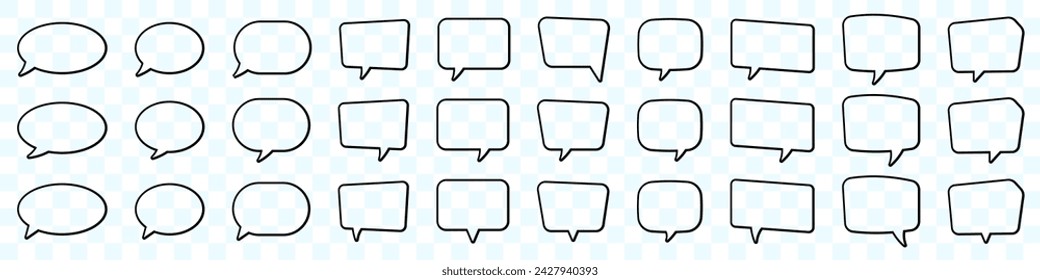 Speech bubble, speech balloon, chat bubble line art vector icon for apps and websites.