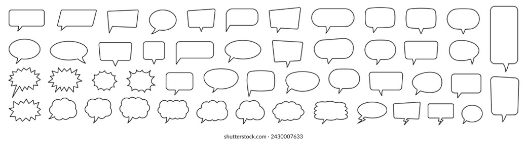 Speech bubble, speech balloon, chat bubble line art vector icon for apps and websites.