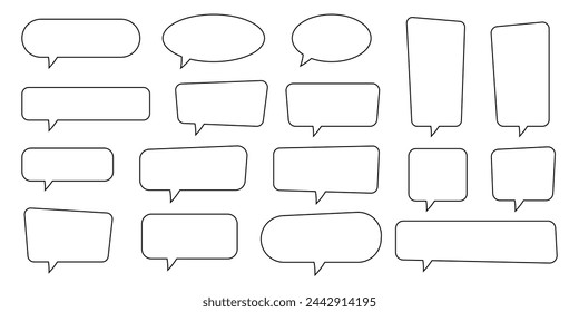 Speech bubble, speech balloon, chat bubble line art vector icon for apps and websites.