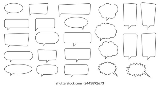 Speech bubble, speech balloon, chat bubble line art vector icon for apps and websites.