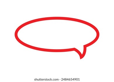 Speech bubble, speech balloon, chat bubble line art vector icon. Speech bubble icon. Red symbol isolated on white background. Flat design.