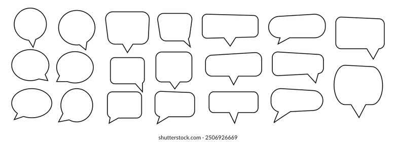 Speech bubble, speech balloon, chat bubble line art vector icon for apps and websites.