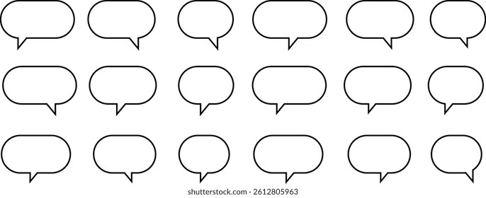 Speech bubble, speech balloon, chat bubble line art vector. Set of speech bubble. Speech bubble comic