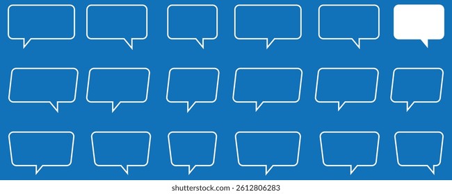 Speech bubble, speech balloon, chat bubble line art vector. Speech talk bubbles for comics text. Blank speech bubbles