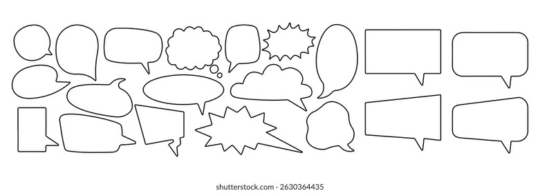 Burbuja del discurso, globo del discurso, ilustración del icono del Vector del arte de la línea de la burbuja del chat en el fondo blanco