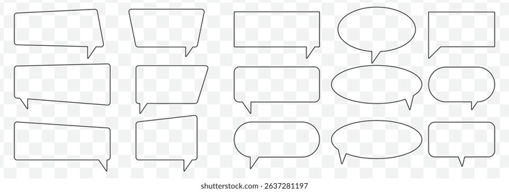 Speech bubble, speech balloon, chat bubble line art icon for apps and websites on Transparent Background. EPS 10.