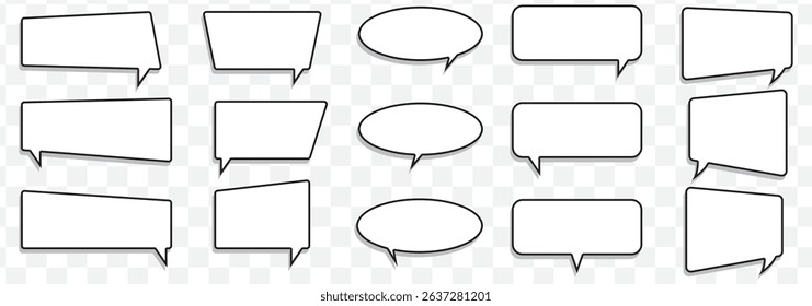 Speech bubble, speech balloon, chat bubble line art icon for apps and websites on Transparent Background. EPS 10.