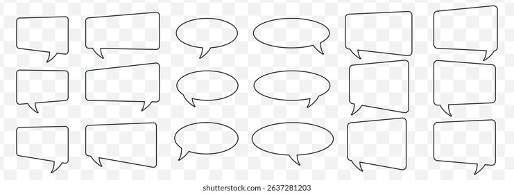 Speech bubble, speech balloon, chat bubble line art icon for apps and websites on Transparent Background. EPS 10.