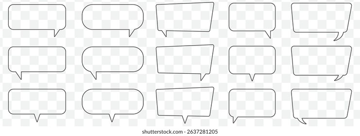 Speech bubble, speech balloon, chat bubble line art icon for apps and websites on Transparent Background. EPS 10.