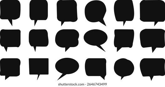 Speech bubble, speech balloon, chat bubble line art icon . Blank empty speech bubbles. Collection of line speech bubble. Set of bubbles.