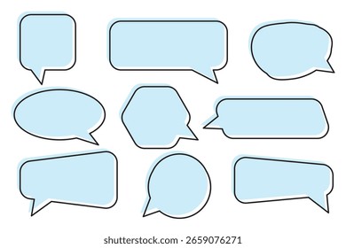 Speech bubble, speech balloon, chat bubble line art vector icon for apps and websites. Set of hand drawn speech bubbles.