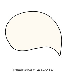 Speech bubble, balloon with copy space, empty, blank, hand drawn illustration. Line art style design, isolated vector. Kids print, comic book element, communication, message, conversation dialogue