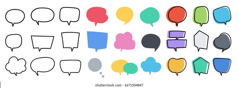 Speech bubble, speech balloon, Doodle Hand drawn vector collection.