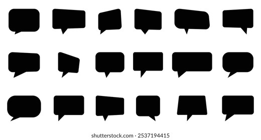 Speech bubble balloon icon in black color. Blank bubbles. Communication symbol. Message logo. Cartoon sign. Speech bubble set isolated on white background.