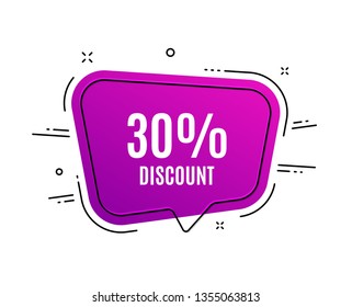 Speech bubble banner. 30% Discount. Sale offer price sign. Special offer symbol. Sale tag. Sticker, badge. Vector