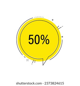 Speech bubble banner. 50% off Sale. Discount offer price sign