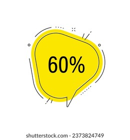 Cartel de la burbuja del discurso. 60% de descuento en venta. Indicador de precio de oferta de descuento