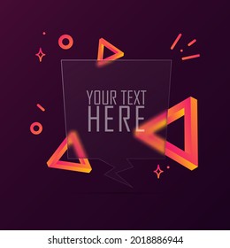 Sprechen Sie Banner mit Leertext. Brillmorphismus-Stil. Für Unternehmen, Marketing und Werbung. Vektorgrafik auf isoliertem Hintergrund. EPS10.