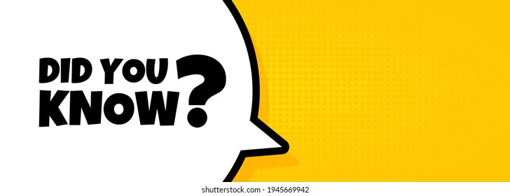 Speech bubble banner with Did you know text. Loudspeaker. For business, marketing and advertising. Vector on isolated background. EPS 10.