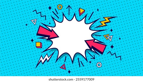 speech bubble. Banner, speech bubble, poster and sticker concept, memphis geometric style. Message speech bubble boom with cloud talk for banner, poster, web. Vector Illustration