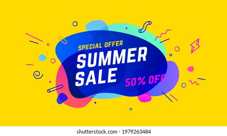 Speech bubble, banner, poster with text Summer Sale. Explosion burst design, sale and discount theme. Vector Illustration