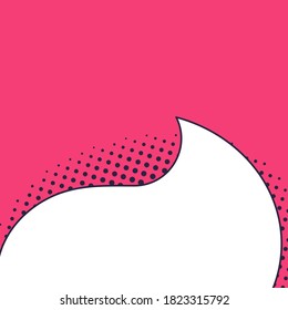 Speech bubble banner with space for phrases. Cartoon white comic bubble with empty space for speech phrases, conversation text and words on pink background with dotted shadow in vector illustration.