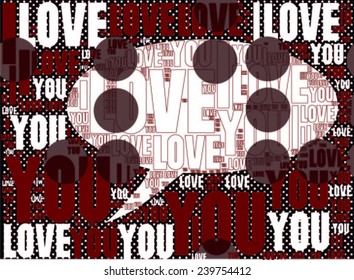 speech bubble become ' I LOVE YOU ' letters with dots together. for celebrations, valentines day, birthday, mothers day, fathers day, poster, gift design and offer, t shirt print, young wearing.