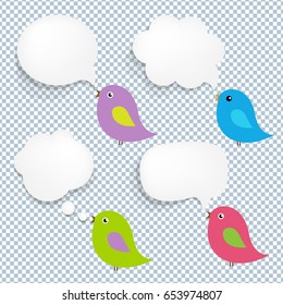 Speech Bubble And Birds Gradient Mesh, Vector Illustration
