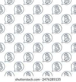 Speech Bubble with Bitcoin vector Cryptocurrency concept seamless pattern in outline style