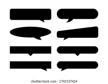 speech bubble black horizontal shape isolated on white, many horizontal frame speech bubble shape, dialog box balloon of text title, discussion chat symbol of banner copy space, balloon speech of talk